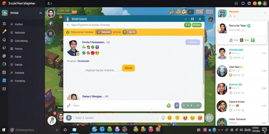 Screenshot menunjukkan karakter utama dengan latar belakang level yang penuh warna.